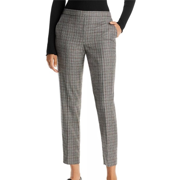 Theory Pants - Theory Treeca Plaid Wool Straight Crop Pants‎ Career Casual Sz 8